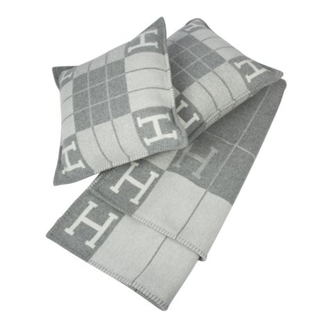 hermes avalon pillow grey|Hermes throws for sale.